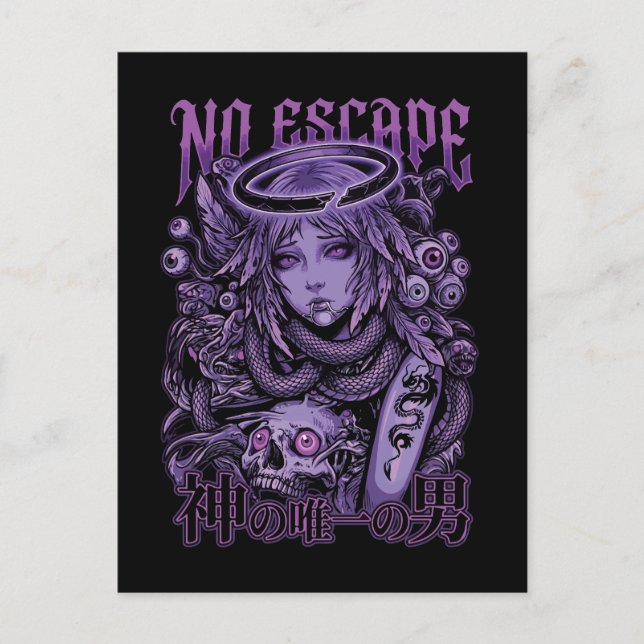 Carte Postale Ange Cyber Goth Sans Échappatoire (Devant)