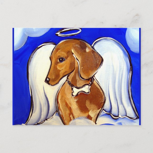 Carte Postale ange dachshund (Devant)