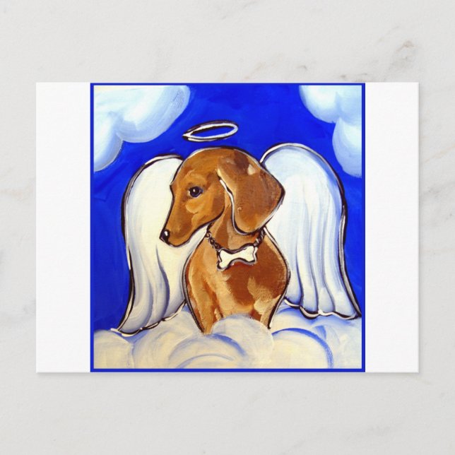 Carte Postale Ange Dachshund Rouge (Devant)