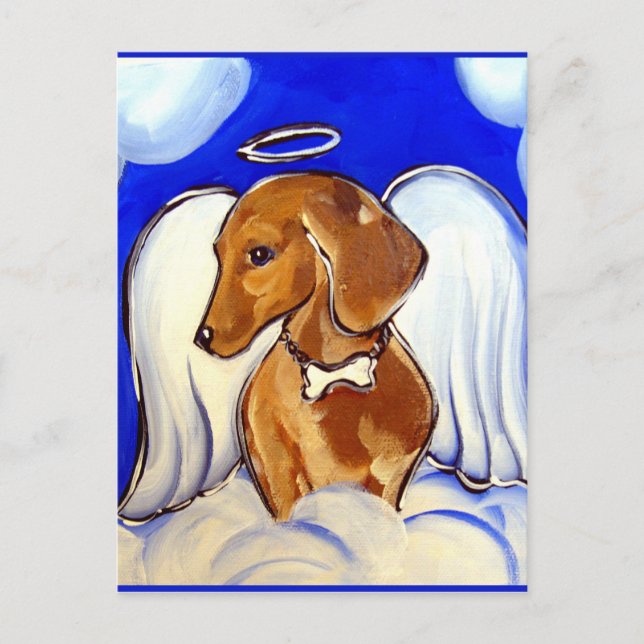 Carte Postale Ange Dachshund Rouge (Devant)