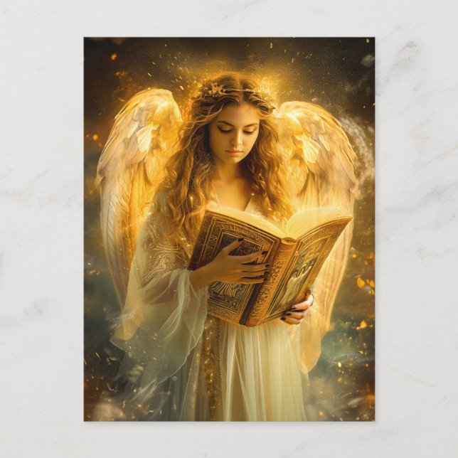 Carte Postale Ange de la Sagesse Divine avec la Bible (Devant)
