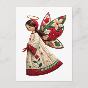 Carte Postale Ange de Noël avec fleurs de fêtes