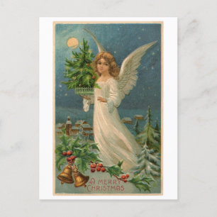 Carte postale: Ange de Noël avec petit arbre