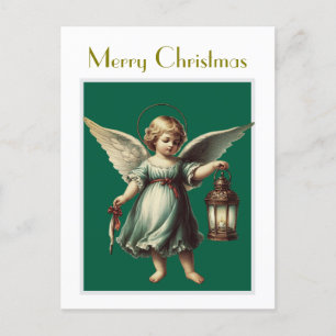 Carte Postale Ange de Noël et lanterne