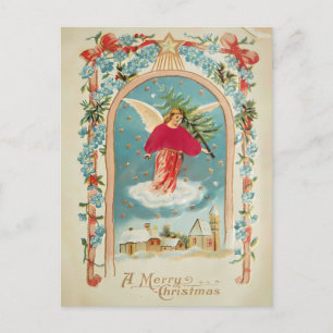Carte Postale Ange de Noël vintage avec arbre   Victorien