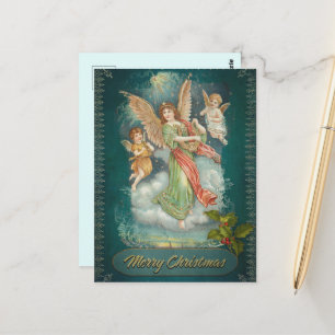 Carte Postale Ange de Noël Vintage & Cherubs