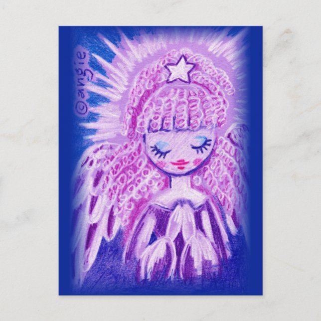Carte Postale Ange de prière avec des boucles (Devant)
