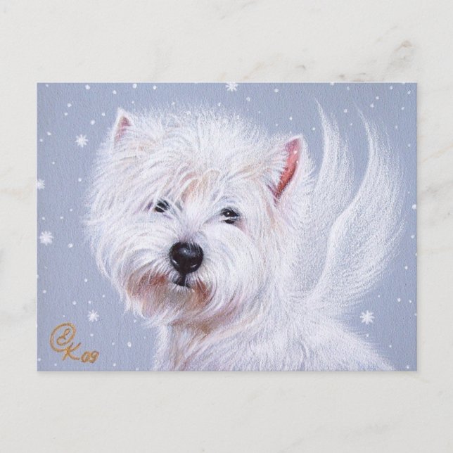Carte Postale Ange d'hiver (Westie) (Devant)