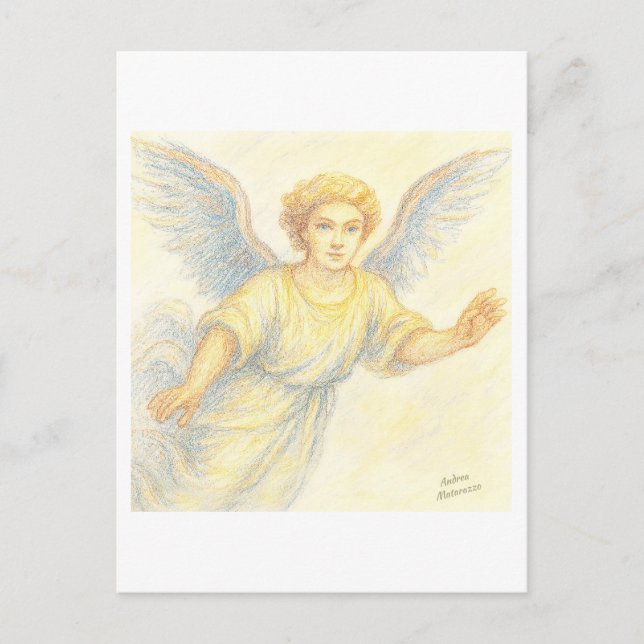 Carte Postale Ange en vol avec un sourire (Devant)