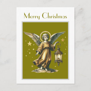 Carte Postale Ange et lanterne victorienne Elegant Xmas