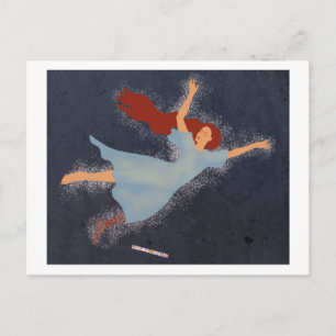 Carte Postale Ange flyer roux femme dansant dans le ciel