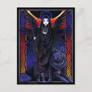 Carte Postale Ange foncé et loup. Rayvnwolf par Myka Jelina
