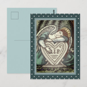 CARTE POSTALE ANGE GARDIEN AMOUREUX, ART FUNÉRAIRE DE DEUIL RIP