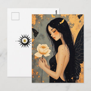 Carte Postale Ange gothique et Rose Garder le contact