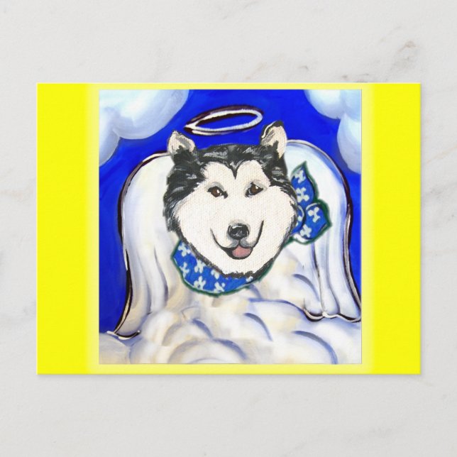 Carte Postale Ange Malamute d'Alaska (Devant)