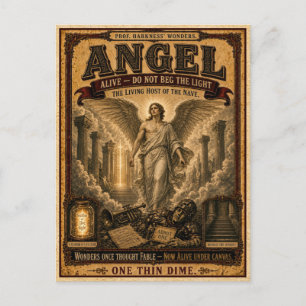 Carte Postale Ange, Monstre de Cirque Vintage