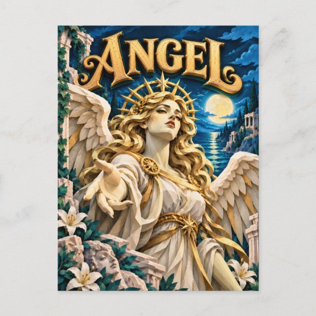 Carte Postale Ange, monstre de découpe de papier (Devant)