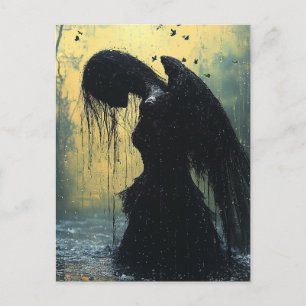 Carte Postale Ange sombre dans un fantasme de pluie