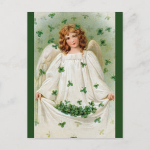 Carte Postale Ange Vintage Modifiable Avec Trèfles