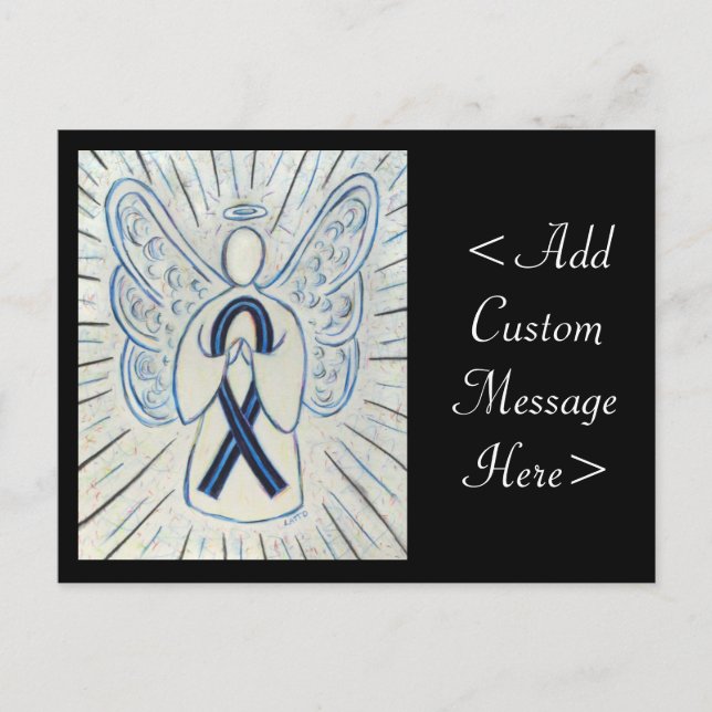 Carte postale Angel Art Blue and Black Awareness (Devant)