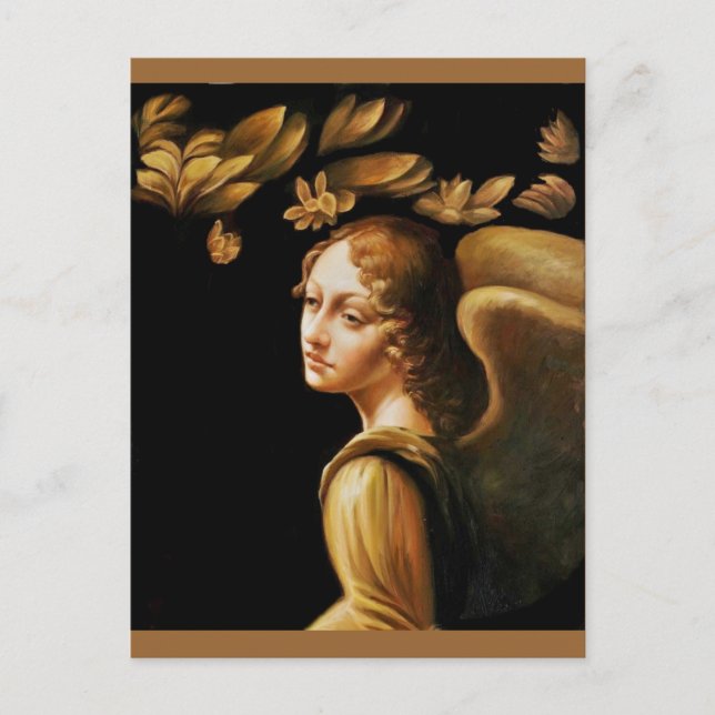 Carte Postale Angel avec Feuilles d'or (Devant)