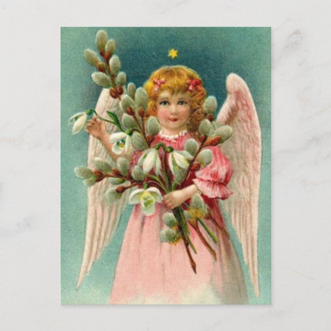 Carte Postale Angel Avec Jolie Robe Rose (Devant)