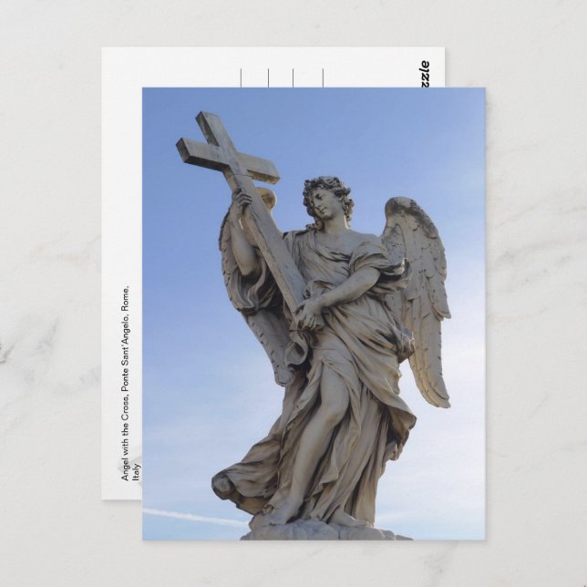Carte Postale Angel avec la Croix, Rome, Italie - (Devant / Derrière)