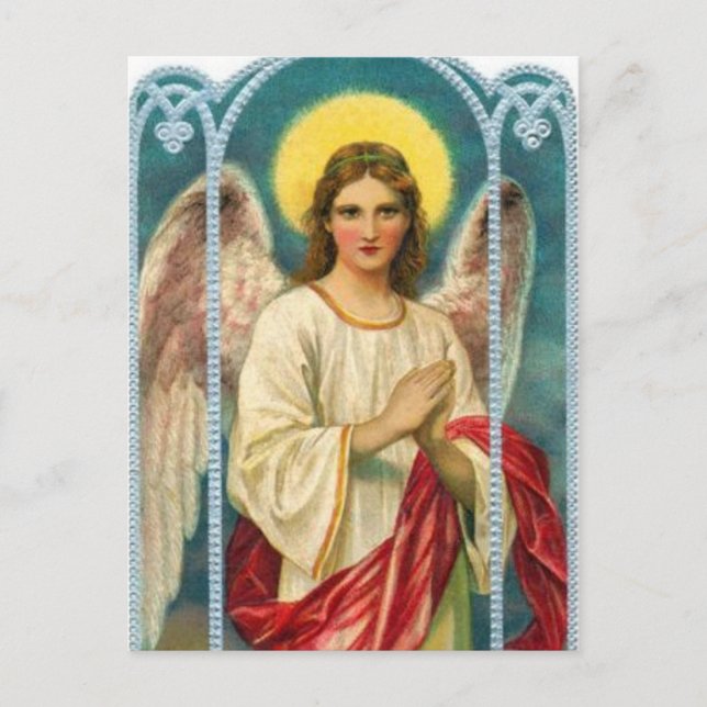 Carte Postale Angel Avec Triptyque De Ruban Rose (Devant)