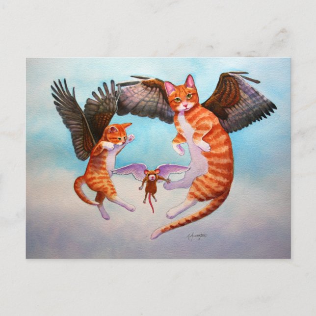 Carte Postale Angel Chat et jeu de souris (Devant)