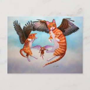Carte Postale Angel Chat et jeu de souris