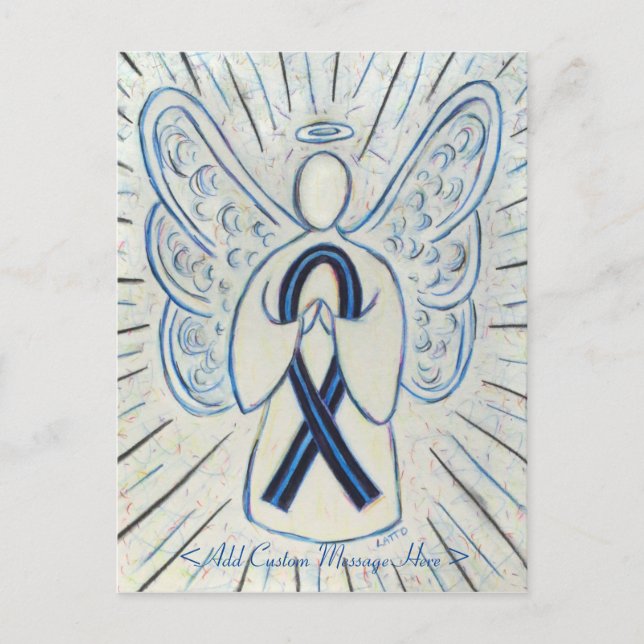 Carte postale Angel couleur bleu et noir (Devant)