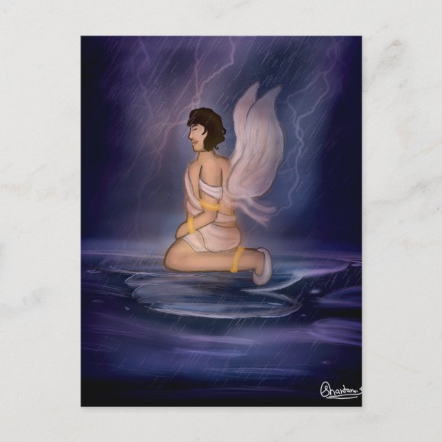 Carte Postale Angel dark blue wall art (Devant)