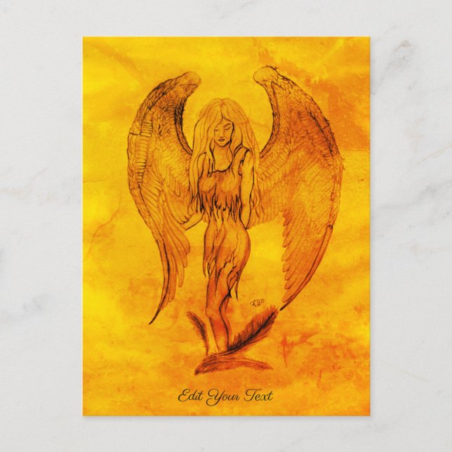 Carte Postale Angel en style tatouage (Devant)