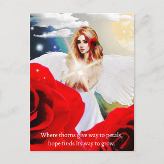 Carte Postale Angel Hope Red Rose Inspiration Citation Art