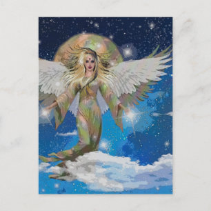 Carte Postale Angel Moon Ailes Beau Imaginaire Art