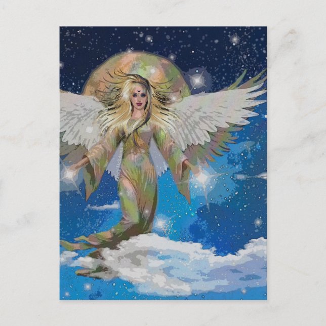 Carte Postale Angel Moon Ailes Beau Imaginaire Art (Devant)