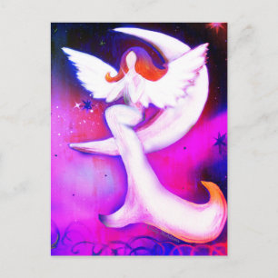 Carte Postale Angel Moon Stars Fairy Art Celestial Illustration