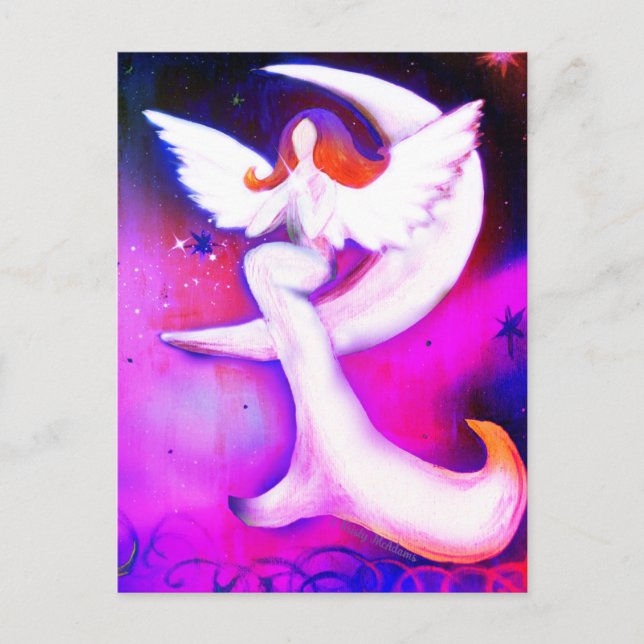 Carte Postale Angel Moon Stars Fairy Art Celestial Illustration (Devant)