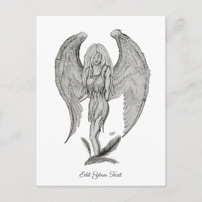 Carte Postale Angel, Noir et Blanc (Devant)