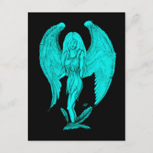 Carte Postale Angel, Noir et Vert design
