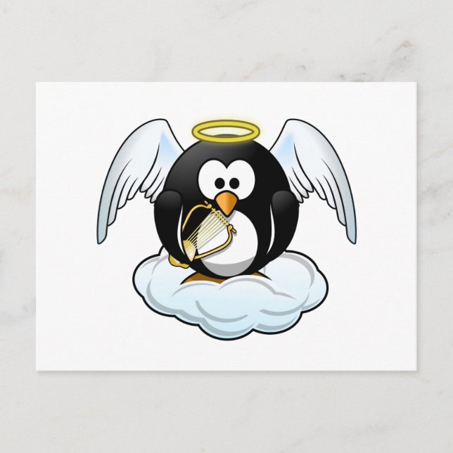 Carte Postale Angel Penguin sur un nuage (Devant)