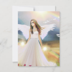 Carte Postale Angel Rainbow Light Hope Wings Fleurs Imaginaire A