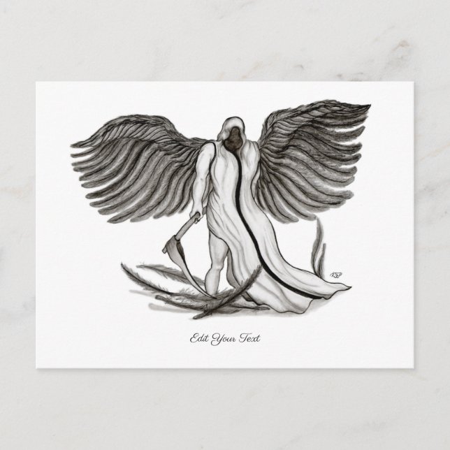 Carte Postale Angel Uriel, Design noir et blanc (Devant)
