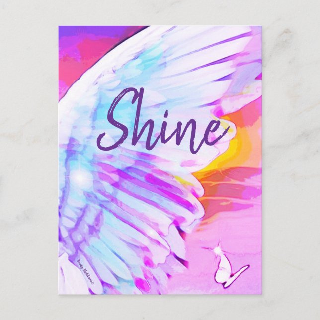 Carte Postale Angel Wing Shine Butterfly Aquarelle Affirmation (Devant)