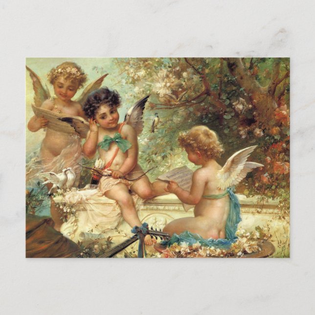 Carte Postale Angels de musicien par Hans Zatzka, Art Victorien (Devant)