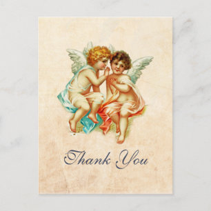 Carte Postale Anges Chérubins Antiques Dessin Merci
