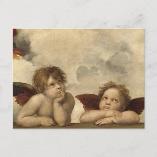 Carte Postale Anges de la Madone Sixtine par Raphaël (Devant)