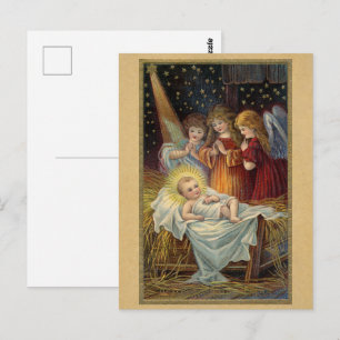 Carte Postale Anges de la Nativité de Noël victorien vintage