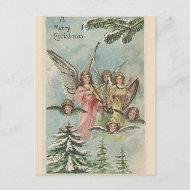 Carte Postale Anges de Noël Vintage (Devant)