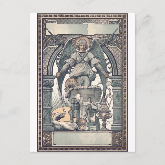 Carte Postale Anges gardiens avec Jésus enfant (Devant)